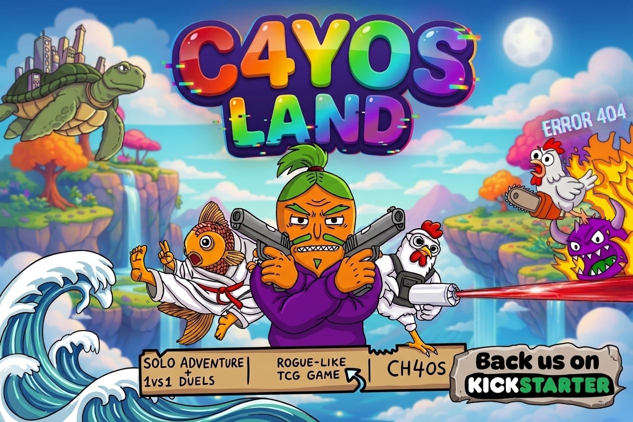 C4YOS Land key art: Karate Goldfish, a carrot gunslinger and a laser chicken