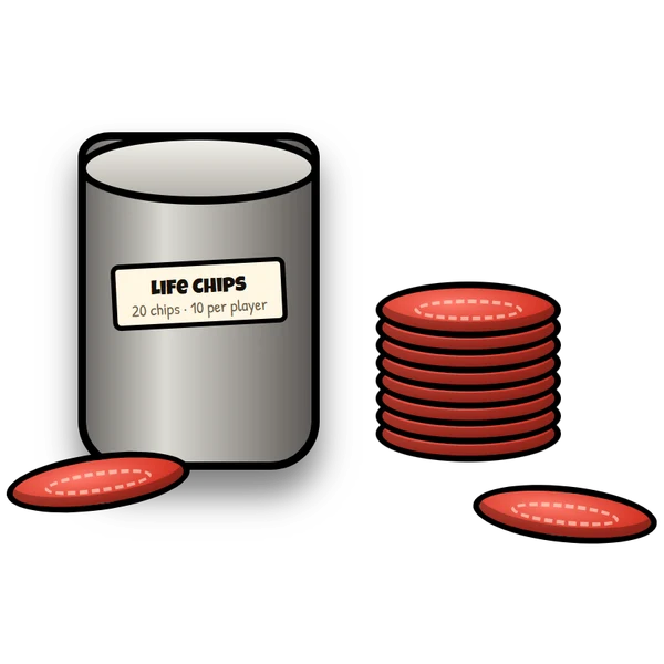 Design-Vorschau roter Metall-Lebenschips und ihrer Dose