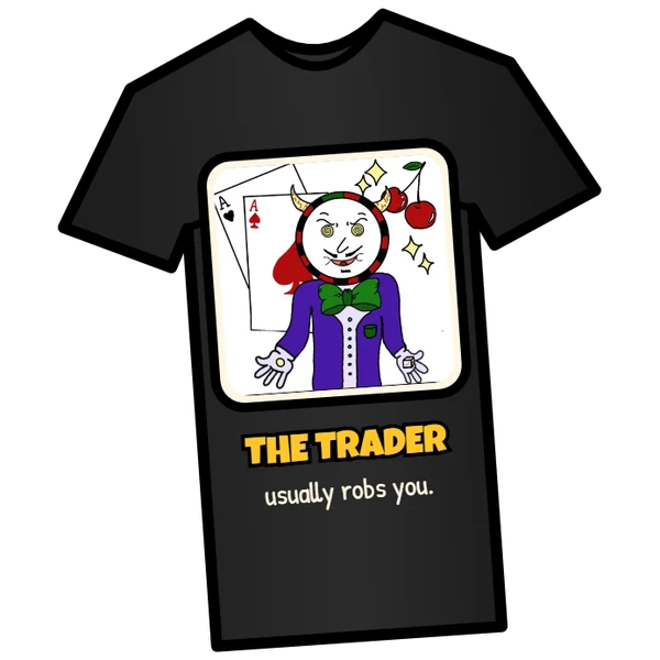 Design preview of the black Trader shirt